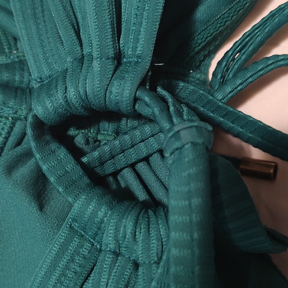 Time and Tru Green Ribbed Open Attached Top and Bottom Swimsuit - Picture 5 of 7